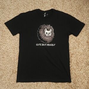 TeeTurtle Porcupine Cute‎ But Prickly Mens L Short Sleeve Black Shirt